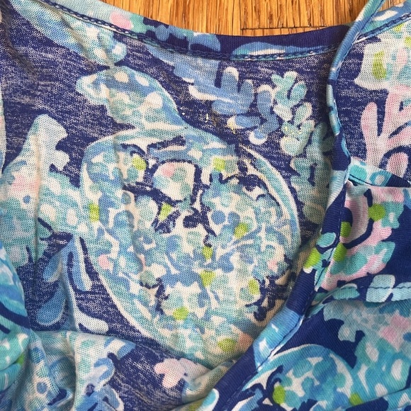 Lilly Pulitzer Girls Margarete Bennet Blue Turtle Swing Dress 100% Cotton Large - Picture 2 of 5